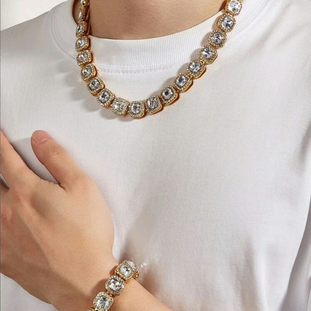 GOLD UNISEX RHINESTONE SET